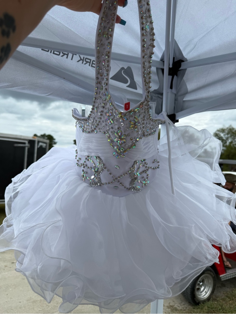 White Crystal-Embellished Girls' Tutu Costume